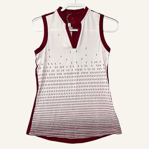 Adidas Womens Gradient Sleeveless Polo Size XS NWT Burgundy White